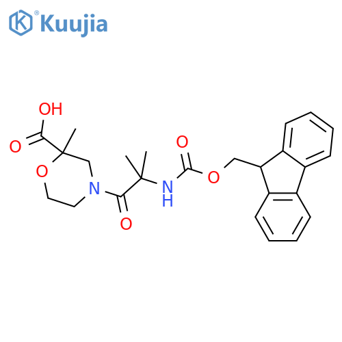 4-2-({(9H-fluoren-9-yl)methoxycarbonyl}amino)-2-methylpropanoyl-2-methylmorpholine-2-carboxylic acid structure