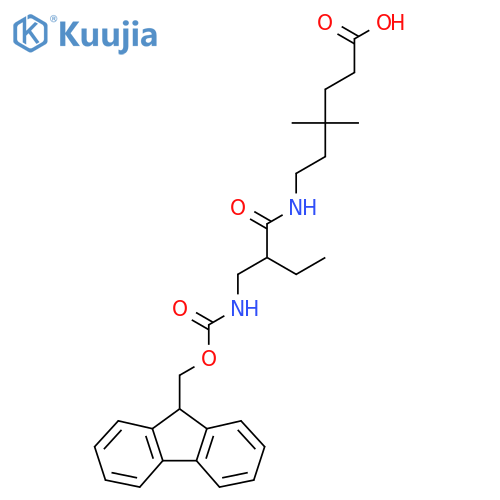 6-{2-({(9H-fluoren-9-yl)methoxycarbonyl}amino)methylbutanamido}-4,4-dimethylhexanoic acid structure