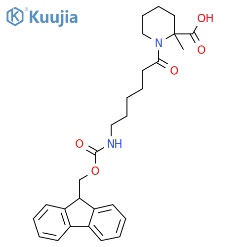 1-6-({(9H-fluoren-9-yl)methoxycarbonyl}amino)hexanoyl-2-methylpiperidine-2-carboxylic acid structure