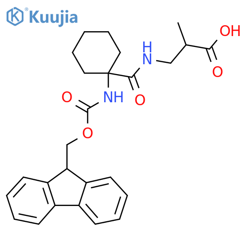 3-{1-({(9H-fluoren-9-yl)methoxycarbonyl}amino)cyclohexylformamido}-2-methylpropanoic acid structure