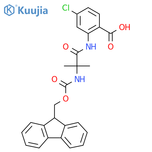 4-chloro-2-2-({(9H-fluoren-9-yl)methoxycarbonyl}amino)-2-methylpropanamidobenzoic acid structure