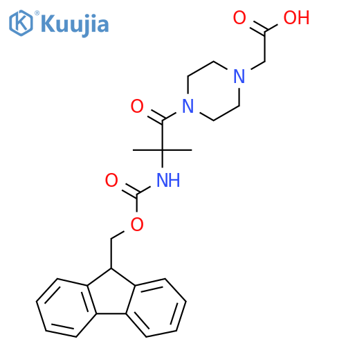 2-{4-2-({(9H-fluoren-9-yl)methoxycarbonyl}amino)-2-methylpropanoylpiperazin-1-yl}acetic acid structure
