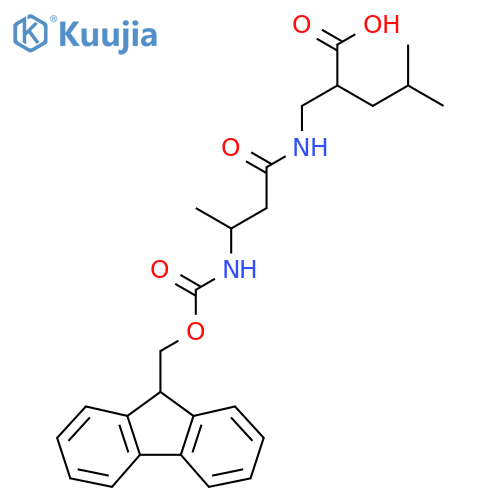 2-{3-({(9H-fluoren-9-yl)methoxycarbonyl}amino)butanamidomethyl}-4-methylpentanoic acid structure