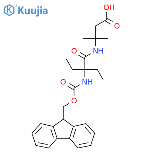 3-2-ethyl-2-({(9H-fluoren-9-yl)methoxycarbonyl}amino)butanamido-3-methylbutanoic acid structure