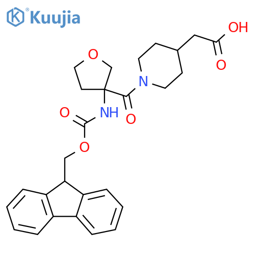 2-{1-3-({(9H-fluoren-9-yl)methoxycarbonyl}amino)oxolane-3-carbonylpiperidin-4-yl}acetic acid structure
