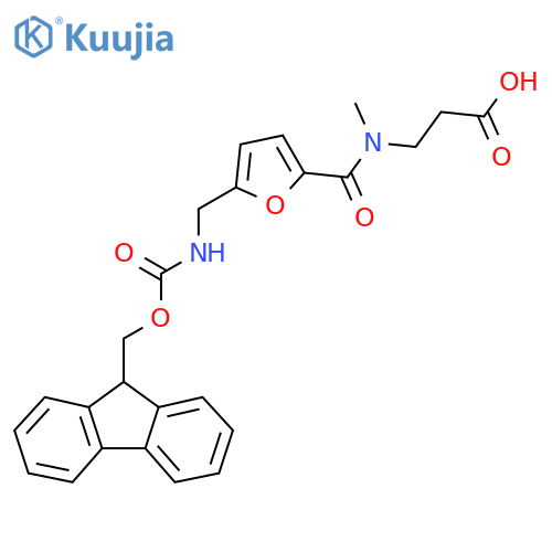 3-(1-{5-({(9H-fluoren-9-yl)methoxycarbonyl}amino)methylfuran-2-yl}-N-methylformamido)propanoic acid structure