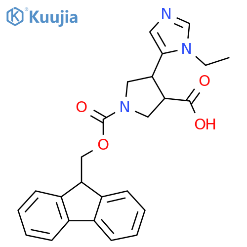 4-(1-ethyl-1H-imidazol-5-yl)-1-{(9H-fluoren-9-yl)methoxycarbonyl}pyrrolidine-3-carboxylic acid structure