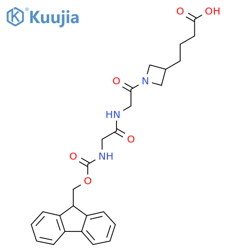4-(1-{2-2-({(9H-fluoren-9-yl)methoxycarbonyl}amino)acetamidoacetyl}azetidin-3-yl)butanoic acid structure