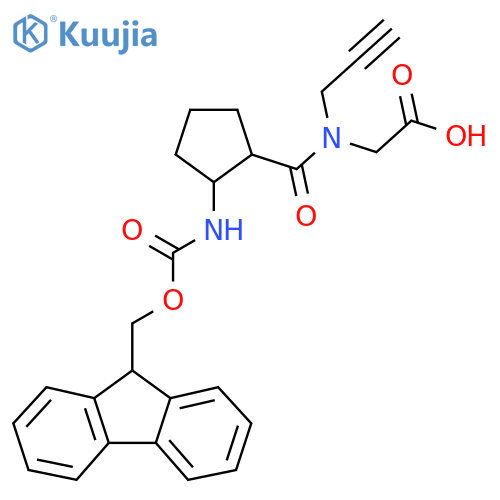 2-{1-2-({(9H-fluoren-9-yl)methoxycarbonyl}amino)cyclopentyl-N-(prop-2-yn-1-yl)formamido}acetic acid structure