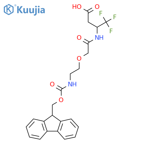 3-{2-2-({(9H-fluoren-9-yl)methoxycarbonyl}amino)ethoxyacetamido}-4,4,4-trifluorobutanoic acid structure