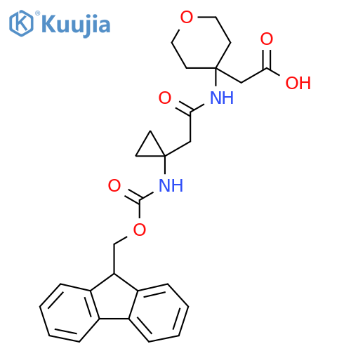 2-(4-{2-1-({(9H-fluoren-9-yl)methoxycarbonyl}amino)cyclopropylacetamido}oxan-4-yl)acetic acid structure