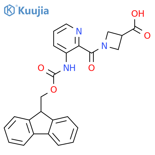 1-3-({(9H-fluoren-9-yl)methoxycarbonyl}amino)pyridine-2-carbonylazetidine-3-carboxylic acid structure