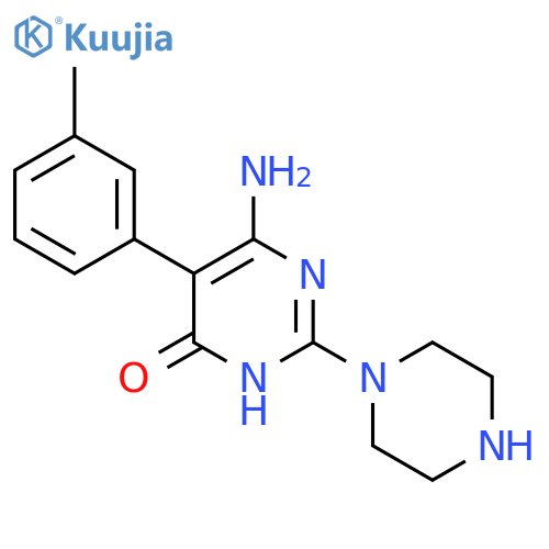 6-Amino-5-(3-methylphenyl)-2-(piperazin-1-yl)-3,4-dihydropyrimidin-4-one structure