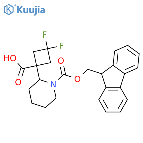 1-{1-(9H-fluoren-9-ylmethoxy)carbonylpiperidin-2-yl}-3,3-difluorocyclobutane-1-carboxylic acid structure