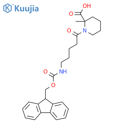 1-5-({(9H-fluoren-9-yl)methoxycarbonyl}amino)pentanoyl-2-methylpiperidine-2-carboxylic acid structure