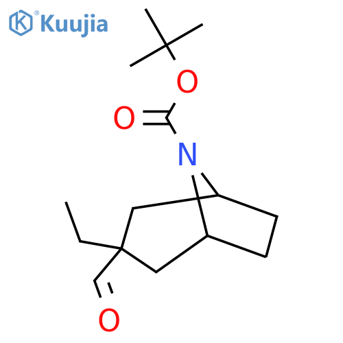 tert-butyl 3-ethyl-3-formyl-8-azabicyclo3.2.1octane-8-carboxylate structure