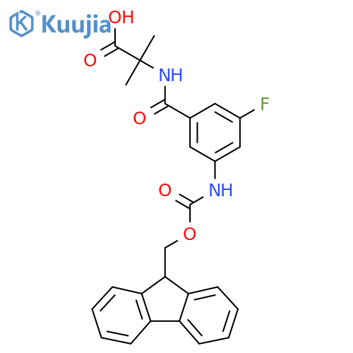 2-{3-({(9H-fluoren-9-yl)methoxycarbonyl}amino)-5-fluorophenylformamido}-2-methylpropanoic acid structure