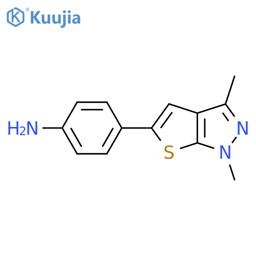 4-{1,3-dimethyl-1H-thieno2,3-cpyrazol-5-yl}aniline structure