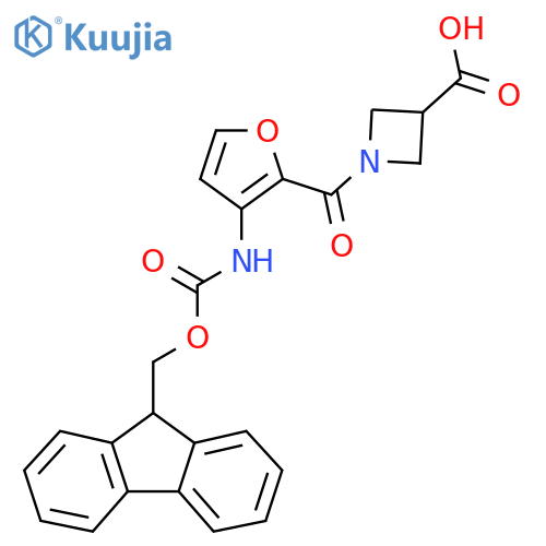 1-3-({(9H-fluoren-9-yl)methoxycarbonyl}amino)furan-2-carbonylazetidine-3-carboxylic acid structure