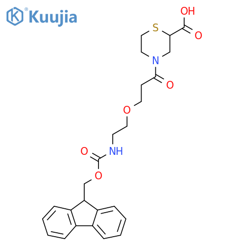 4-{3-2-({(9H-fluoren-9-yl)methoxycarbonyl}amino)ethoxypropanoyl}thiomorpholine-2-carboxylic acid structure