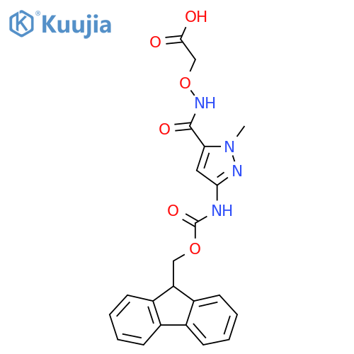 2-({3-({(9H-fluoren-9-yl)methoxycarbonyl}amino)-1-methyl-1H-pyrazol-5-ylformamido}oxy)acetic acid structure