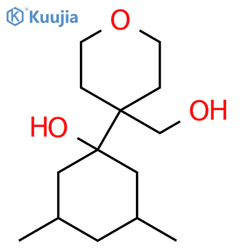 1-4-(hydroxymethyl)oxan-4-yl-3,5-dimethylcyclohexan-1-ol structure
