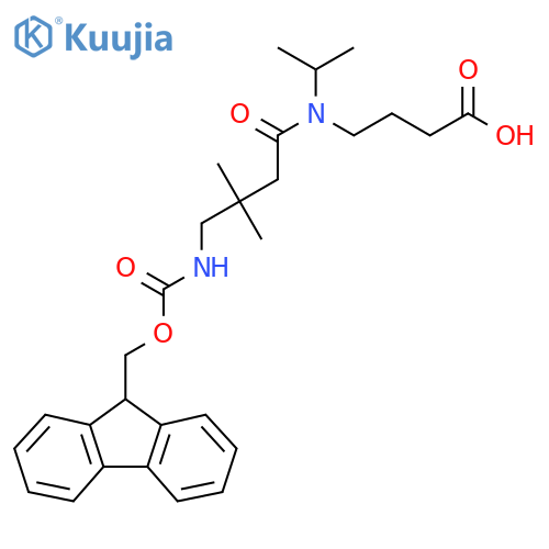 4-4-({(9H-fluoren-9-yl)methoxycarbonyl}amino)-3,3-dimethyl-N-(propan-2-yl)butanamidobutanoic acid structure