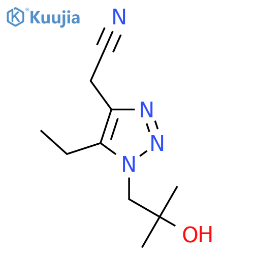 2-5-ethyl-1-(2-hydroxy-2-methylpropyl)-1H-1,2,3-triazol-4-ylacetonitrile structure