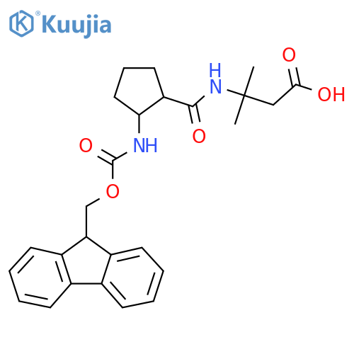 3-{2-({(9H-fluoren-9-yl)methoxycarbonyl}amino)cyclopentylformamido}-3-methylbutanoic acid structure