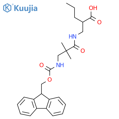 2-{3-({(9H-fluoren-9-yl)methoxycarbonyl}amino)-2,2-dimethylpropanamidomethyl}pentanoic acid structure