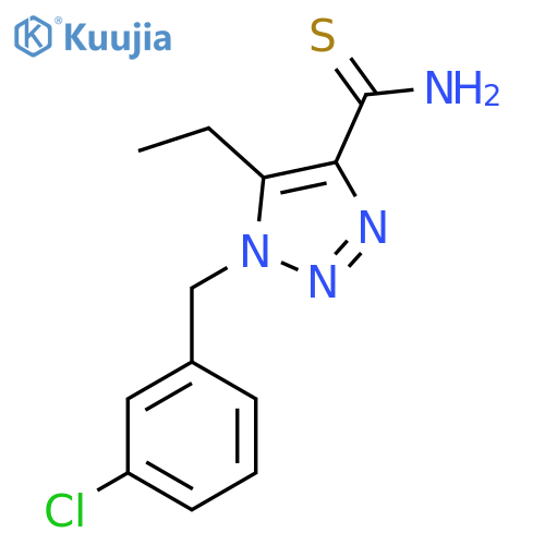 1-(3-chlorophenyl)methyl-5-ethyl-1H-1,2,3-triazole-4-carbothioamide structure