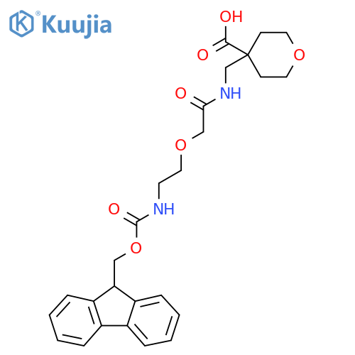 4-({2-2-({(9H-fluoren-9-yl)methoxycarbonyl}amino)ethoxyacetamido}methyl)oxane-4-carboxylic acid structure