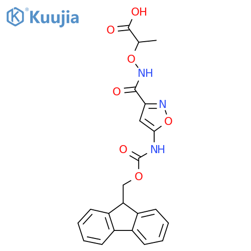 2-({5-({(9H-fluoren-9-yl)methoxycarbonyl}amino)-1,2-oxazol-3-ylformamido}oxy)propanoic acid structure