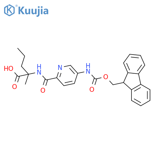 2-{5-({(9H-fluoren-9-yl)methoxycarbonyl}amino)pyridin-2-ylformamido}-2-methylpentanoic acid structure