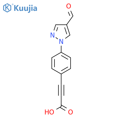 3-4-(4-formyl-1H-pyrazol-1-yl)phenylprop-2-ynoic acid structure
