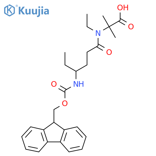 2-N-ethyl-4-({(9H-fluoren-9-yl)methoxycarbonyl}amino)hexanamido-2-methylpropanoic acid structure