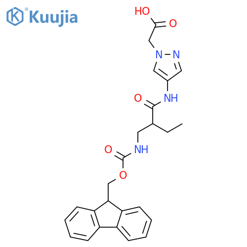 2-(4-{2-({(9H-fluoren-9-yl)methoxycarbonyl}amino)methylbutanamido}-1H-pyrazol-1-yl)acetic acid structure