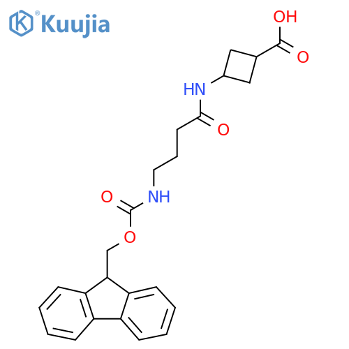 3-4-({(9H-fluoren-9-yl)methoxycarbonyl}amino)butanamidocyclobutane-1-carboxylic acid structure
