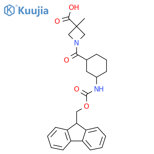 1-3-({(9H-fluoren-9-yl)methoxycarbonyl}amino)cyclohexanecarbonyl-3-methylazetidine-3-carboxylic acid structure