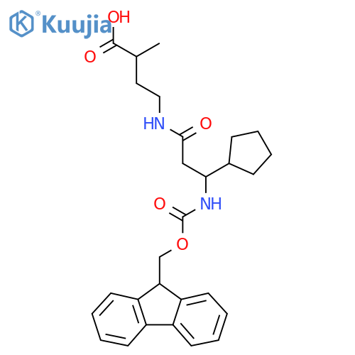 4-3-cyclopentyl-3-({(9H-fluoren-9-yl)methoxycarbonyl}amino)propanamido-2-methylbutanoic acid structure