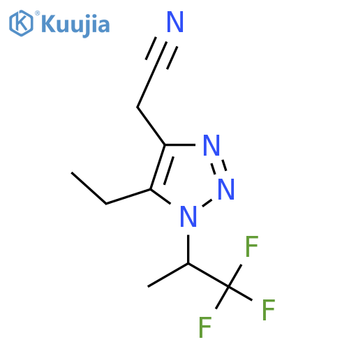 2-5-ethyl-1-(1,1,1-trifluoropropan-2-yl)-1H-1,2,3-triazol-4-ylacetonitrile structure