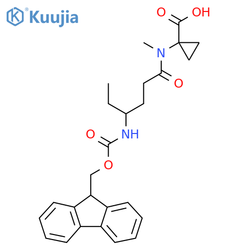 1-4-({(9H-fluoren-9-yl)methoxycarbonyl}amino)-N-methylhexanamidocyclopropane-1-carboxylic acid structure