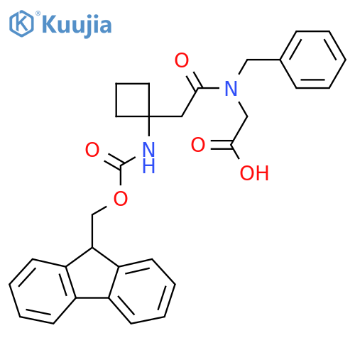 2-{N-benzyl-2-1-({(9H-fluoren-9-yl)methoxycarbonyl}amino)cyclobutylacetamido}acetic acid structure