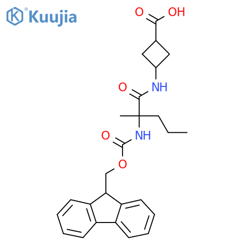 3-2-({(9H-fluoren-9-yl)methoxycarbonyl}amino)-2-methylpentanamidocyclobutane-1-carboxylic acid structure