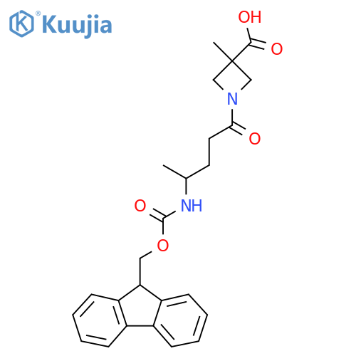 1-4-({(9H-fluoren-9-yl)methoxycarbonyl}amino)pentanoyl-3-methylazetidine-3-carboxylic acid structure