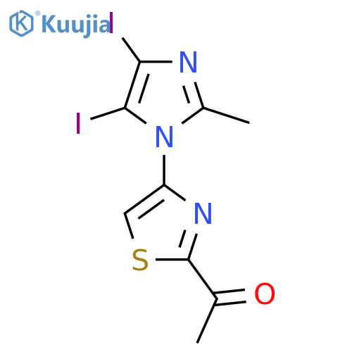 1-4-(4,5-diiodo-2-methyl-1H-imidazol-1-yl)-1,3-thiazol-2-ylethan-1-one structure