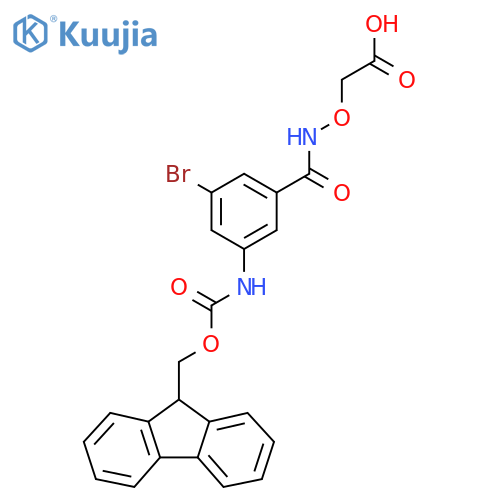 2-({3-bromo-5-({(9H-fluoren-9-yl)methoxycarbonyl}amino)phenylformamido}oxy)acetic acid structure
