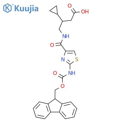 3-cyclopropyl-4-{2-({(9H-fluoren-9-yl)methoxycarbonyl}amino)-1,3-thiazol-4-ylformamido}butanoic acid structure