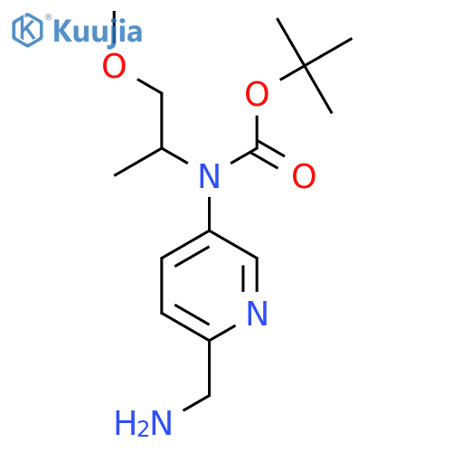 tert-butyl N-6-(aminomethyl)pyridin-3-yl-N-(1-methoxypropan-2-yl)carbamate structure