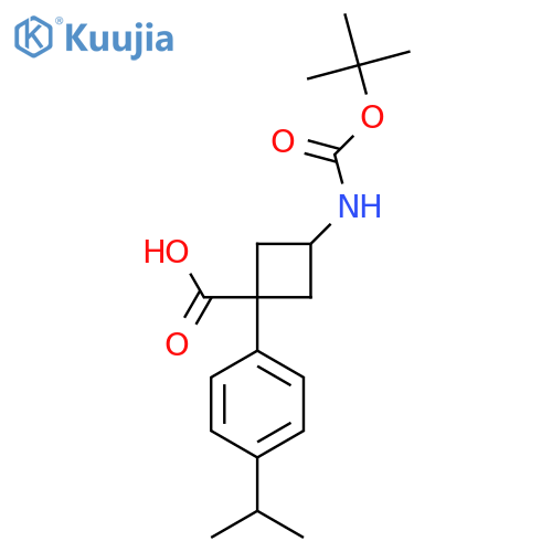 3-{(tert-butoxy)carbonylamino}-1-4-(propan-2-yl)phenylcyclobutane-1-carboxylic acid structure